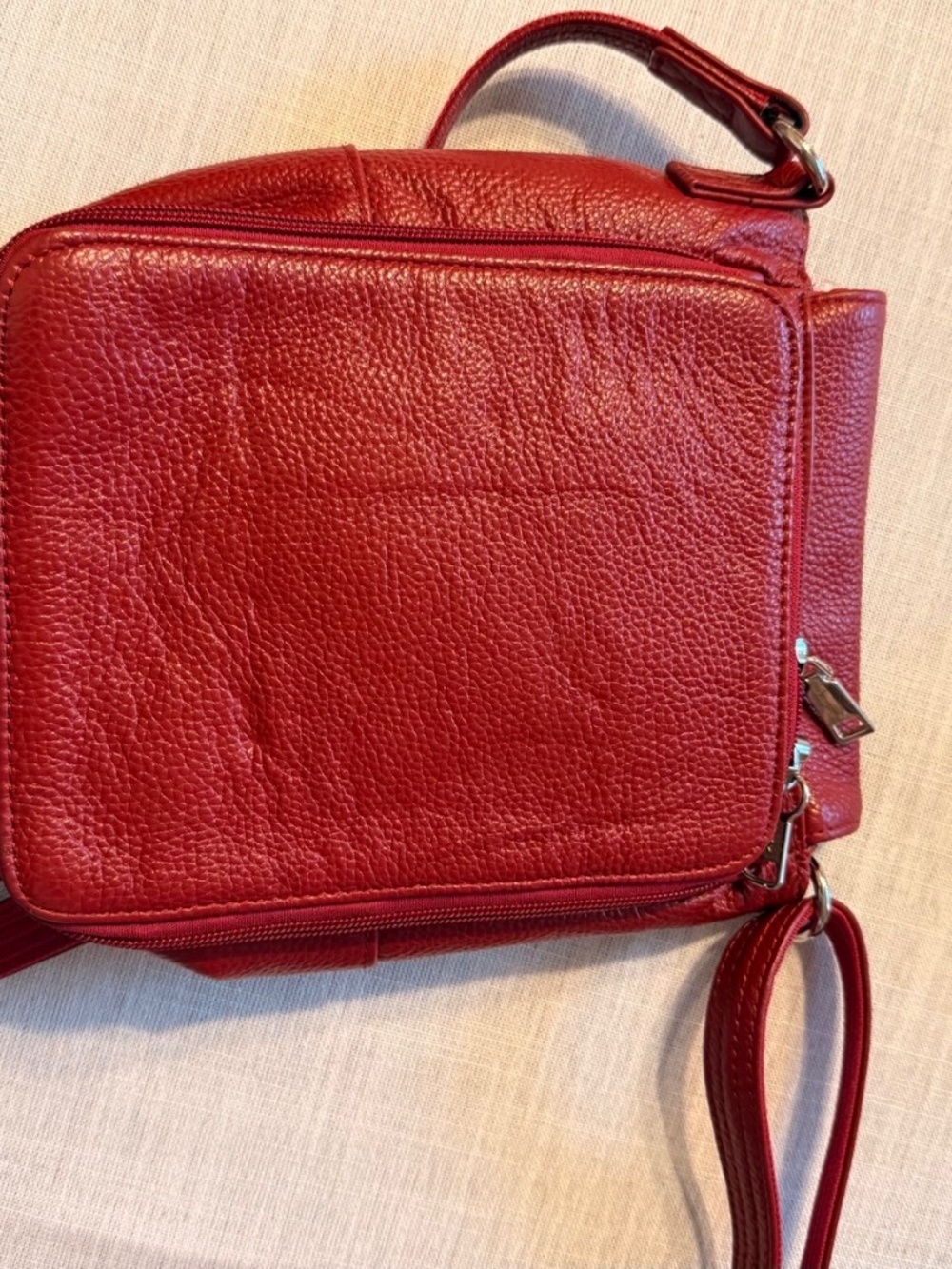 ROMA Red Leather Locking Crossbody Organizer Bag